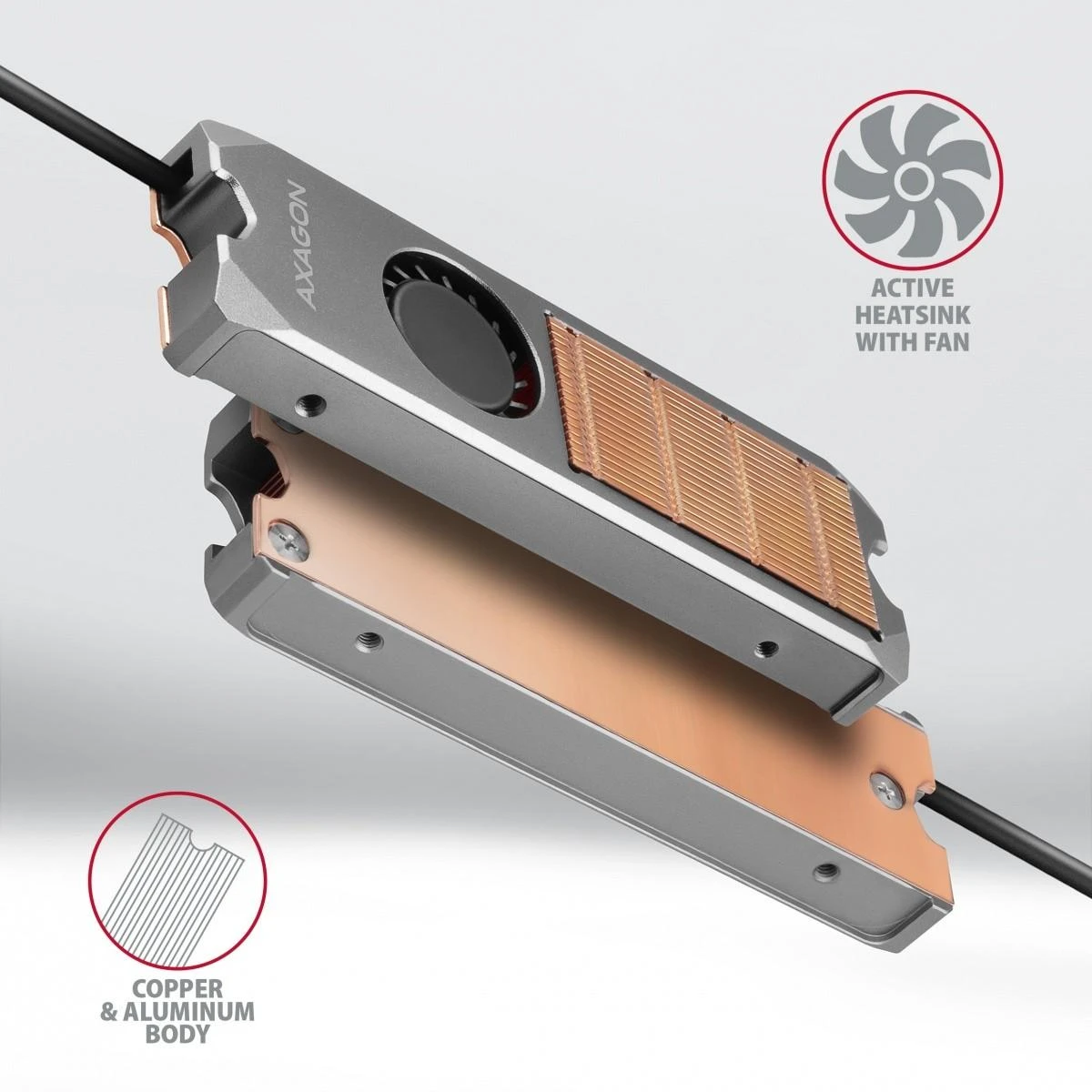 „AXAGON CLR-M2FAN“ aušintuvas M.2 2280 SSD diskui