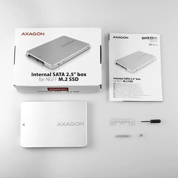 AXAGON RSS-M2SD SATA - M.2 SSD SATA, iki 80mm SSD, ALU body