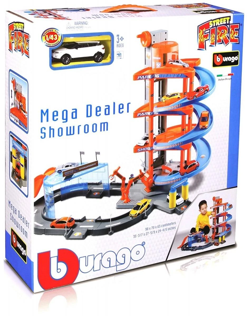 BBURAGO 1:43 trasos rinkinys Mega Dealer Showroom Street Fire, 18-30031