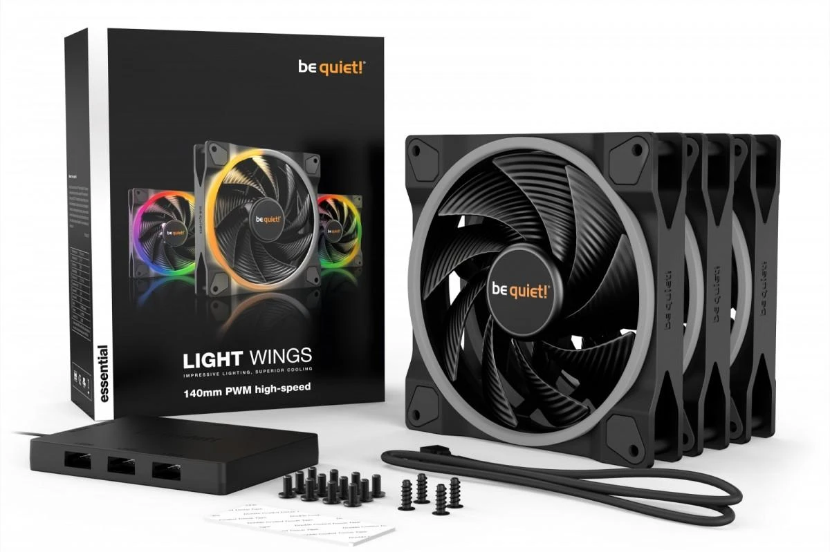 Be Quiet! LIGHT WINGS 140mm PWM high-speed komplektas 3 vnt