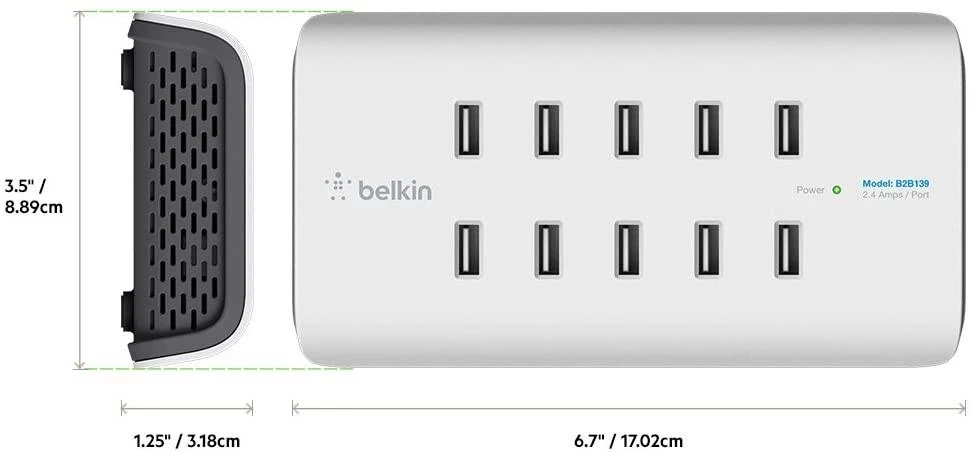 Belkin Rockstar 10 prievadų USB įkroviklis. stotis, 120W B2B139vf