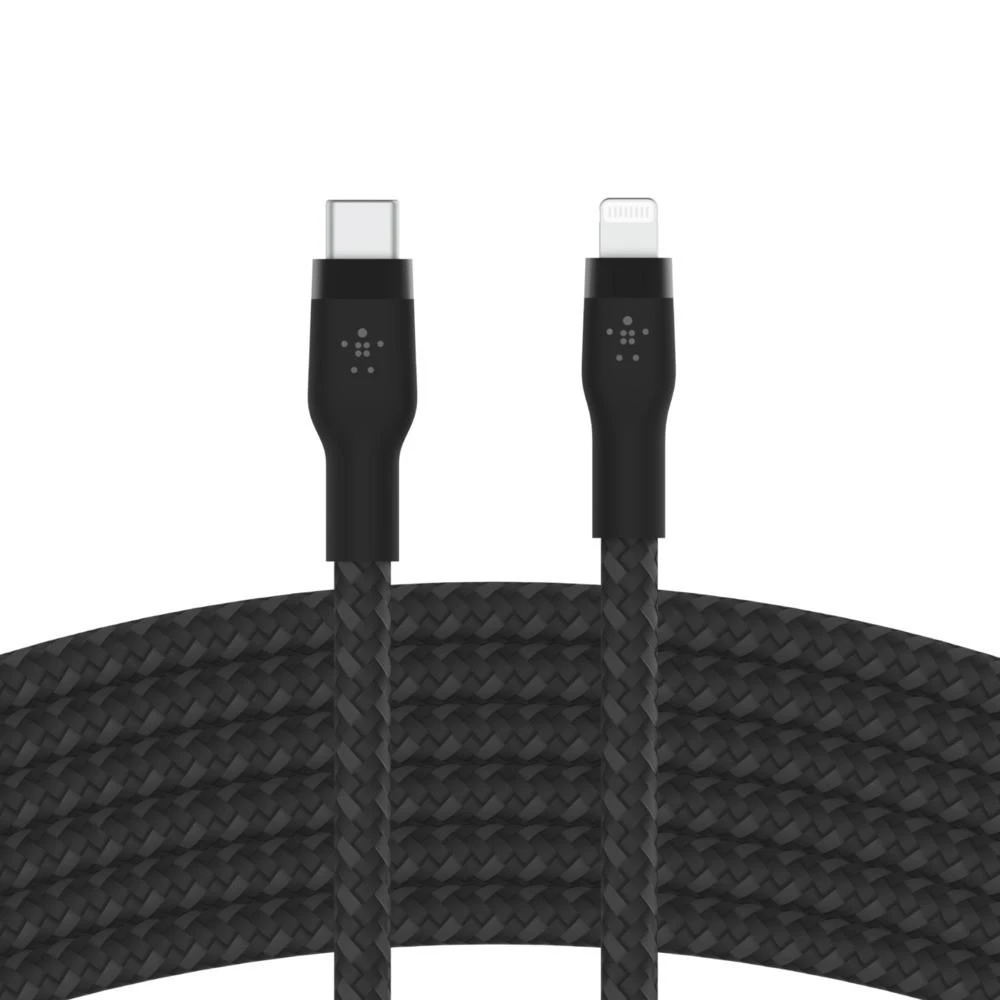 Belkin CAA011bt3MBK BOOST CHARGE™ USB-C LTG silikoninis pintas 3 m juodas