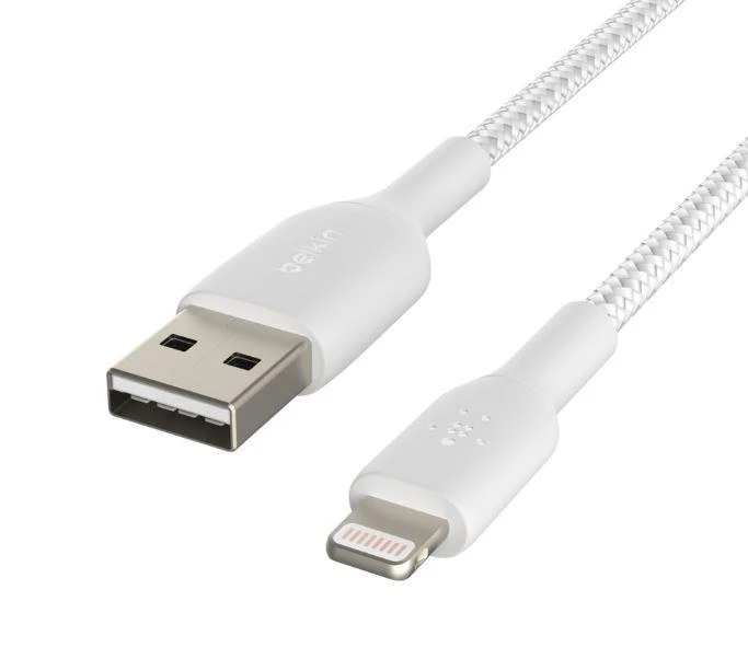 USB kabelis Belkin Boost Charge Braided USB-A to Lightning 1.0m baltas