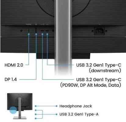 Monitorius BENQ RD240Q 24,1 colio IPS WQXGA 60Hz 300cd/m2 5ms HDMI DP USB3.2x3 USB Type C PD90W Garsiakalbiai Pivot