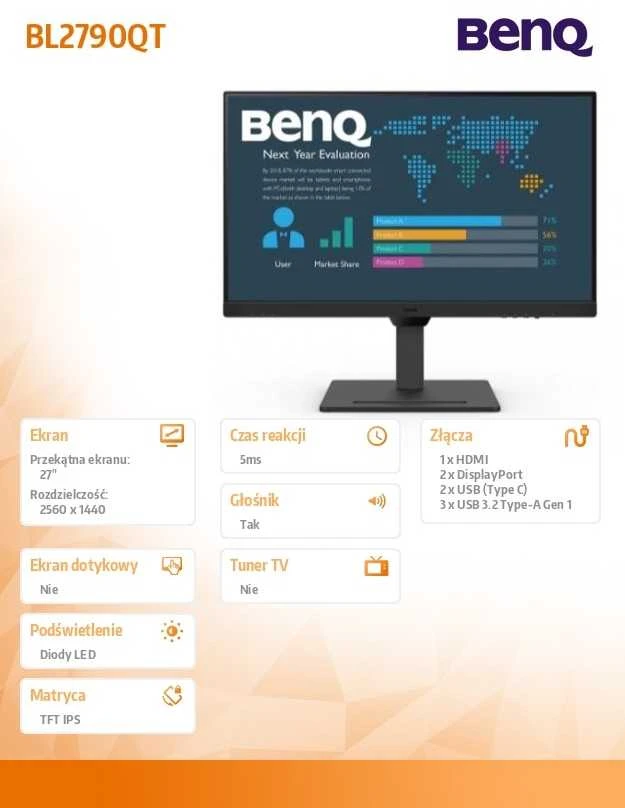 BenQ 27 colių ergonomiškas verslo monitorius su akių apsauga