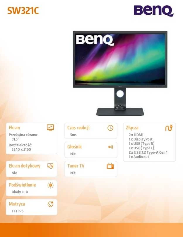 Monitorius BENQ SW321C 32" UHD HDMI/DP/USB
