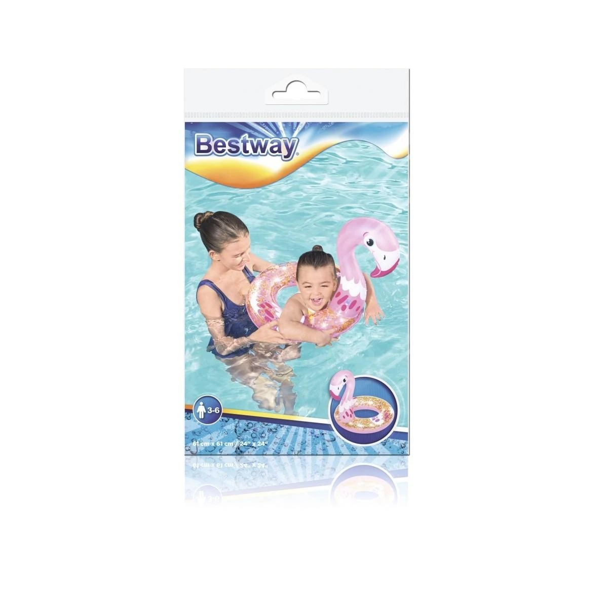 „Bestway“ plaukimo žiedo gulbės blizgučiai 61cm