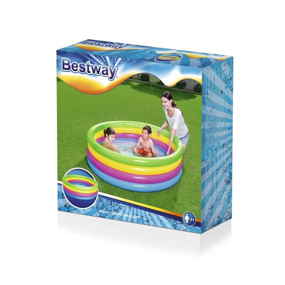 Pripučiamas baseinas Bestway Rainbow 157 cm x 46 cm, 51117