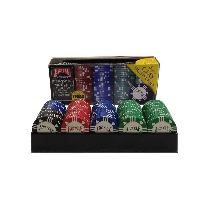 Bicycle 100 Pokerio Žetonų Rinkinys Su Dėklu