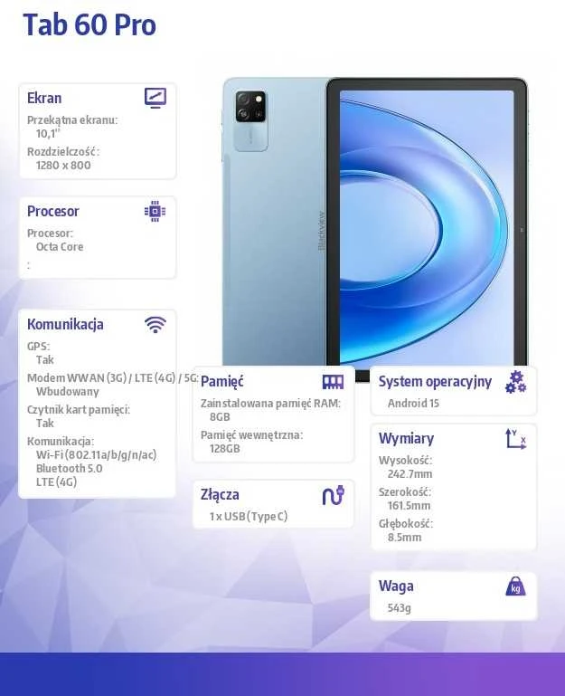 Blackview Planšetė Tab 60 Pro LTE 11 cali 8/128GB Mėlyna
