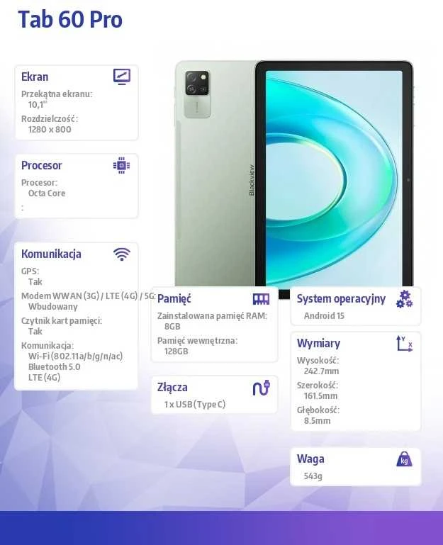 Blackview Planšetė Tab 60 Pro LTE 11 colių 8/128 GB žalias
