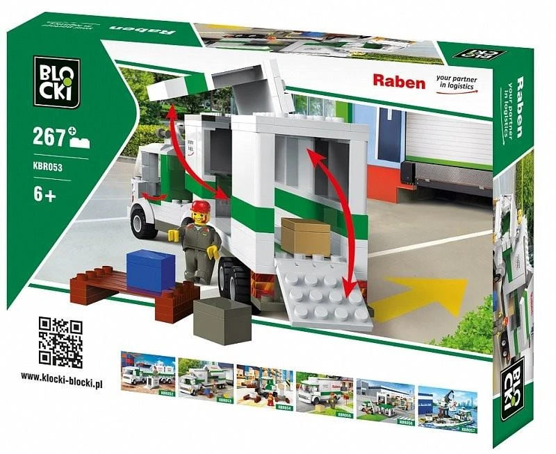 Kaladėlių rinkinys Klocki Blocki Raben Ilgasis sunkvežimis (KBR053), 267 dalys, 6 m.+