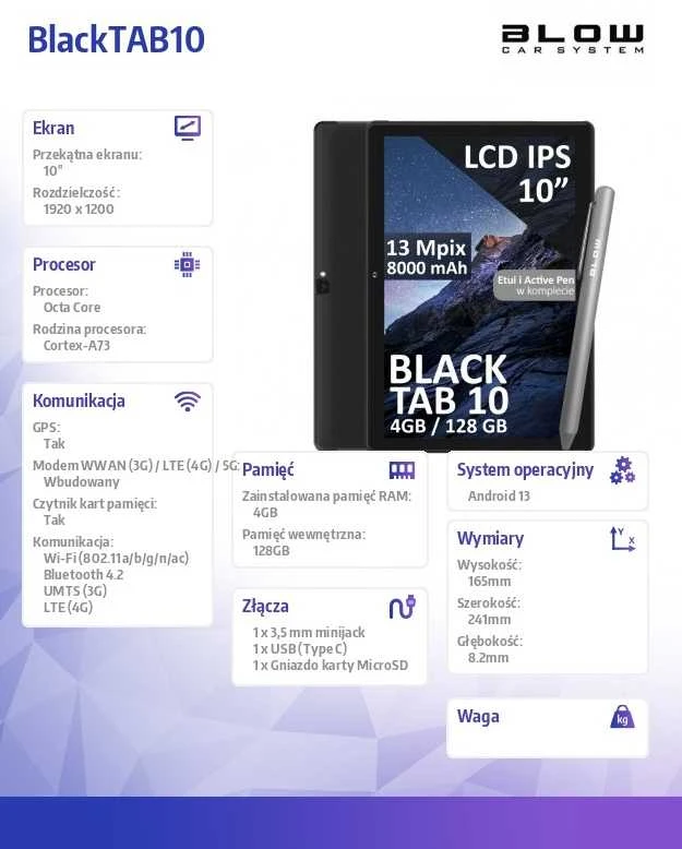 Planšetė BLOW BlackTAB10 4/128GB 4G LTE