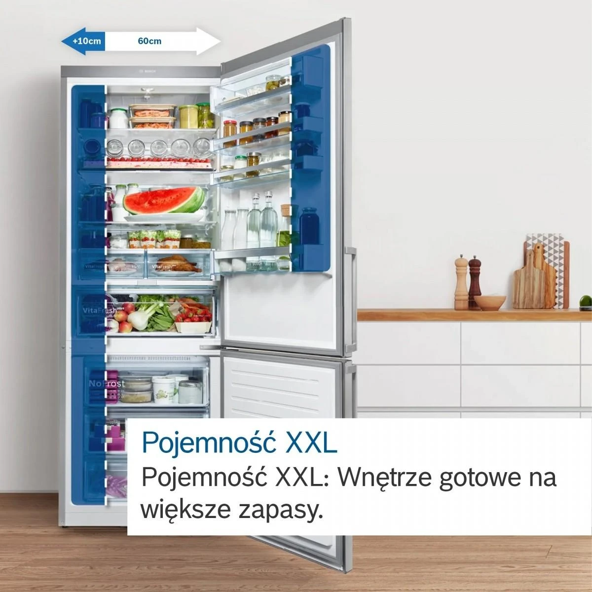 Bosch Serie | 4, Laisvai statomas šaldytuvas-šaldiklis su šaldiklio skyriumi apačioje, 203 x 70 cm, Nerūdijančio plieno (atsparus pirštų antspaudams) KGN492IDF