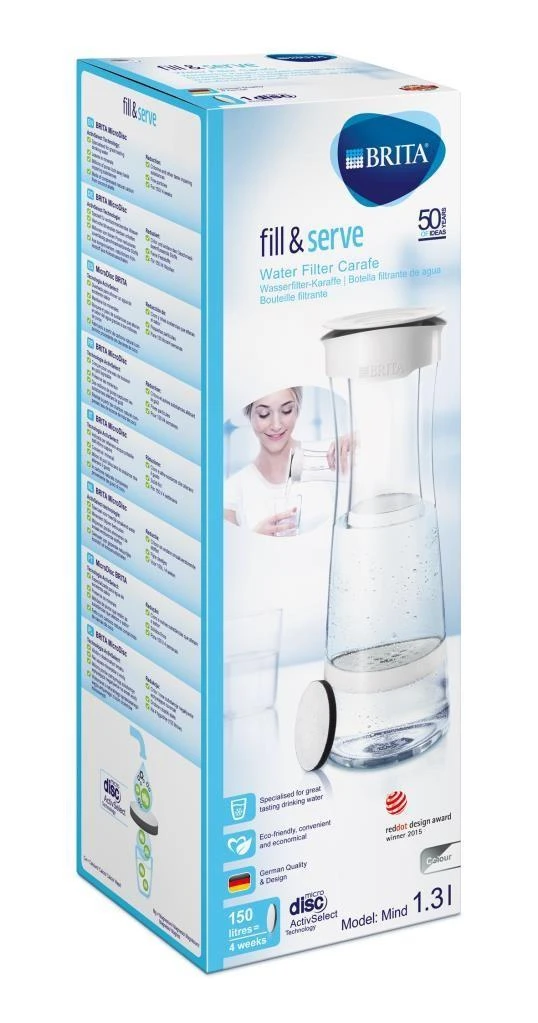Vandenį filtruojantis grafinas Brita Fill&Serve Mind 1.3L (Baltas/Pilkas)