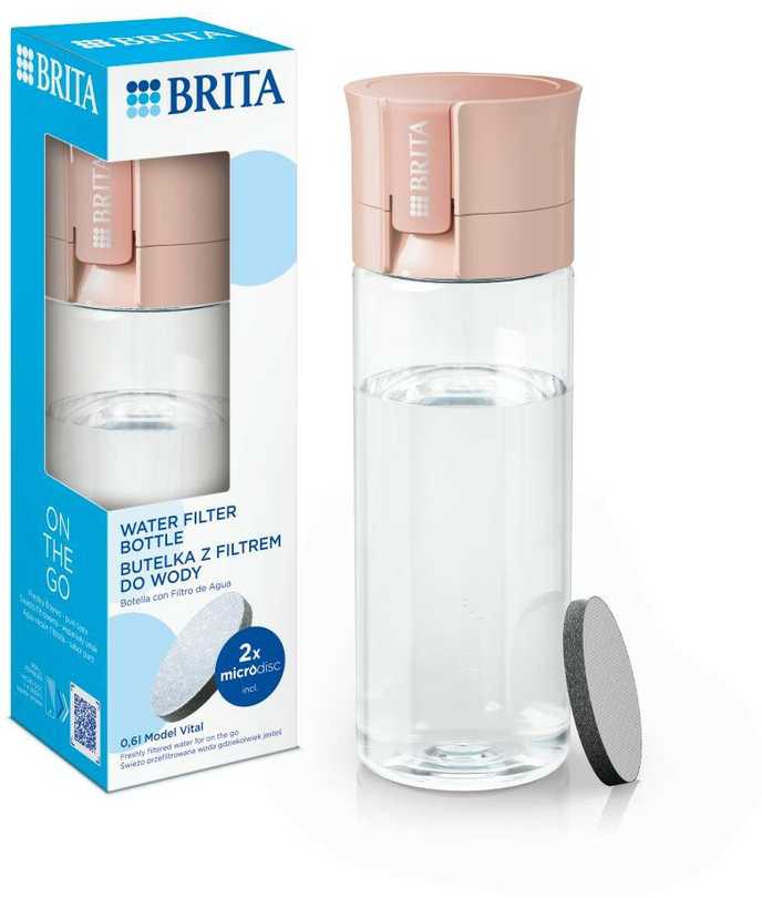 BRITA Water Filter Bottle Vital Blue/Practical Water Bottle With Water Filter For On The Go Made Of BPA-Free Plastic/Filters When Drinking/Dishwasher Safe, 7.5 X 7.5 X 22.0 Cm