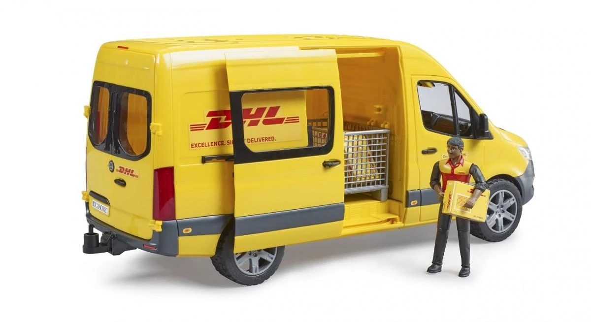 BRUDER 1:16 siuntų pristatymo furgonas MB Sprinter DHL su vairuotoju, 02671