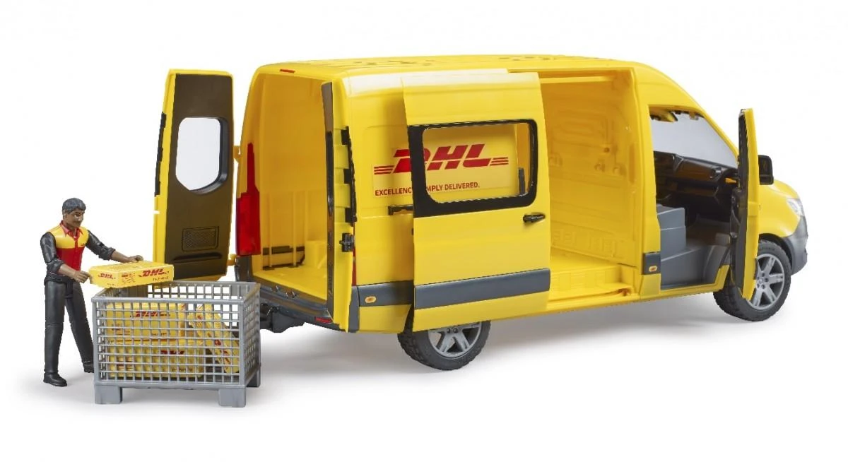 BRUDER 1:16 siuntų pristatymo furgonas MB Sprinter DHL su vairuotoju, 02671