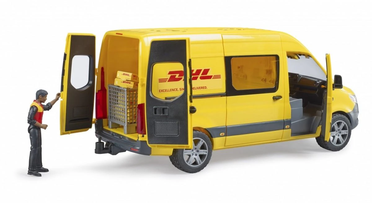 BRUDER 1:16 siuntų pristatymo furgonas MB Sprinter DHL su vairuotoju, 02671