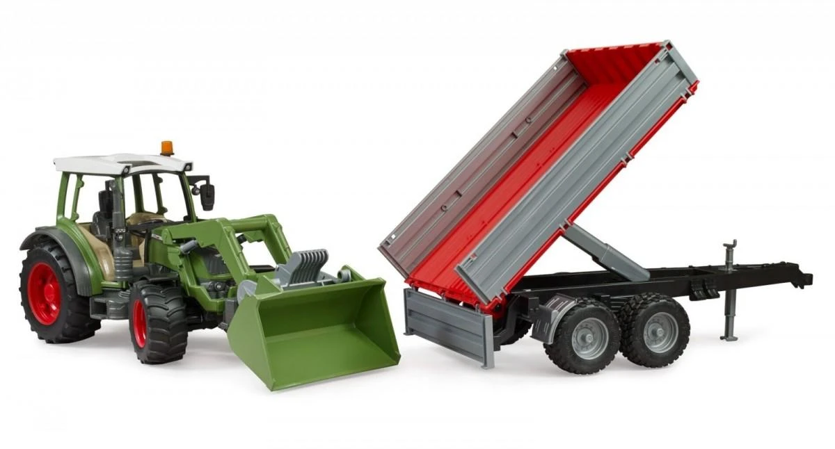 BRUDER 1:16 Fendt Vario 211 traktorius su priekiniu krautuvu ir paverčiama priekaba, 02182