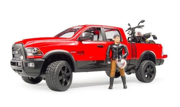 Džipas „Bruder Dodge RAM“ su motociklu ir vairuotoju, 3 m.+