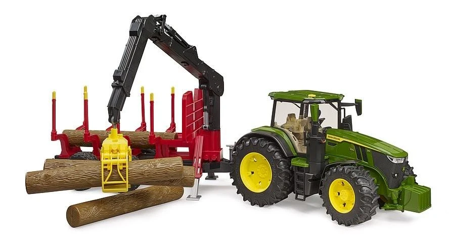 Komplektas Bruder John Deere 7R 350 su miško priekaba