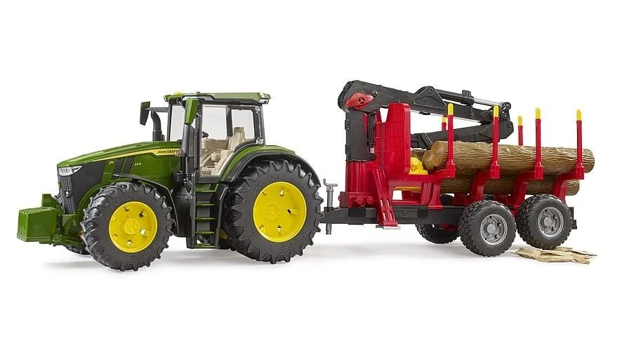 Komplektas Bruder John Deere 7R 350 su miško priekaba