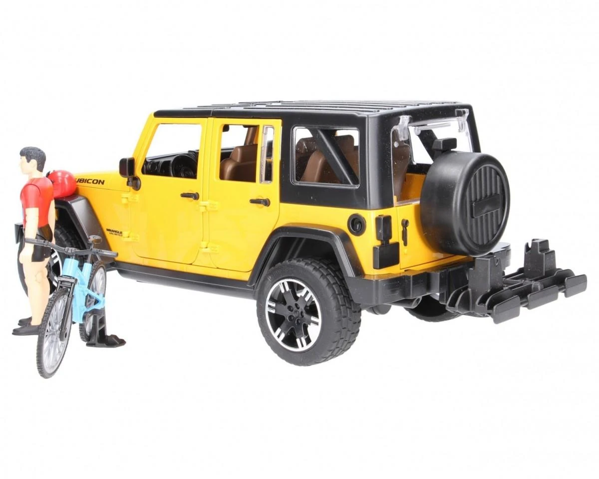 BRUDER automobilis Jeep Wrangler ir dviratininkas su kalnų dviračiu, 02543