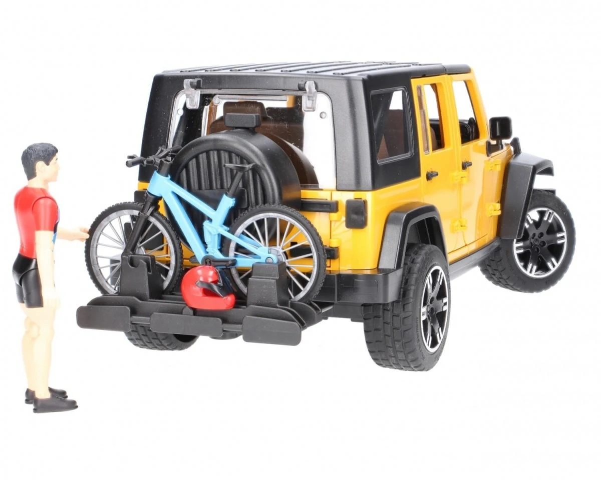 BRUDER automobilis Jeep Wrangler ir dviratininkas su kalnų dviračiu, 02543