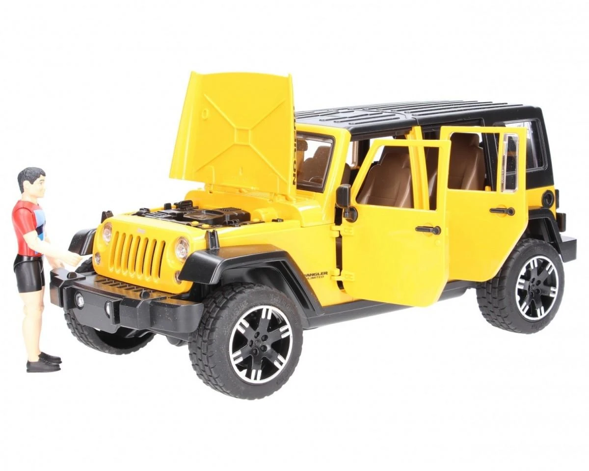 BRUDER automobilis Jeep Wrangler ir dviratininkas su kalnų dviračiu, 02543