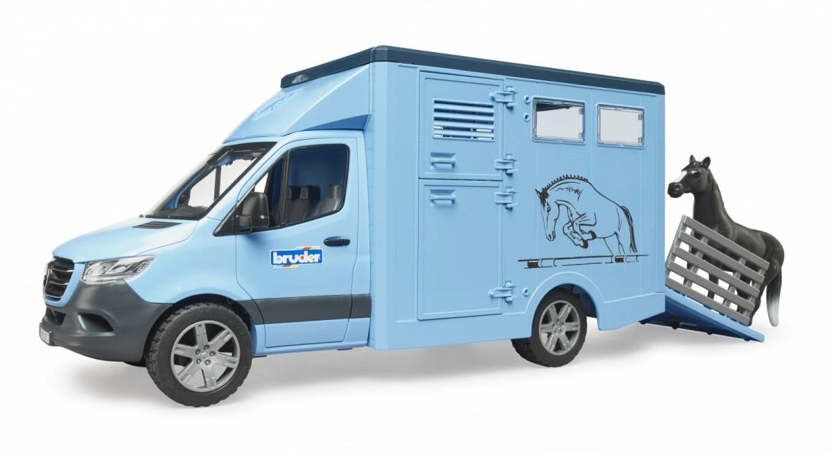 BRUDER MB Sprinter gyvūnų vežėjas su arkliu, 02674