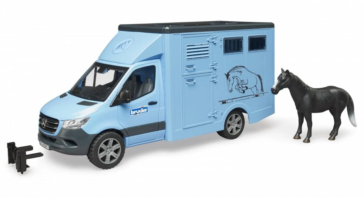 BRUDER MB Sprinter gyvūnų vežėjas su arkliu, 02674