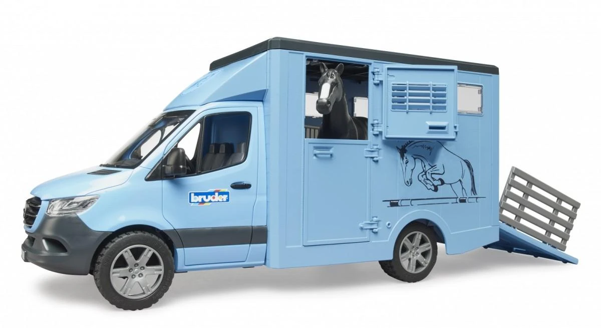 BRUDER MB Sprinter gyvūnų vežėjas su arkliu, 02674