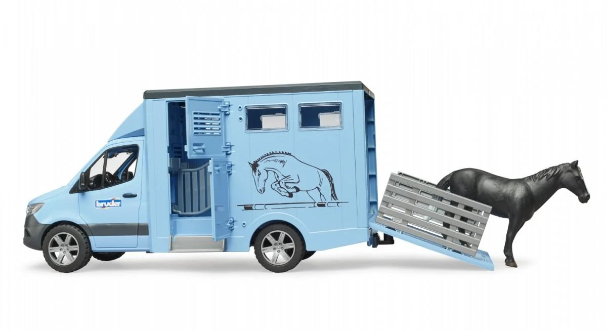BRUDER MB Sprinter gyvūnų vežėjas su arkliu, 02674