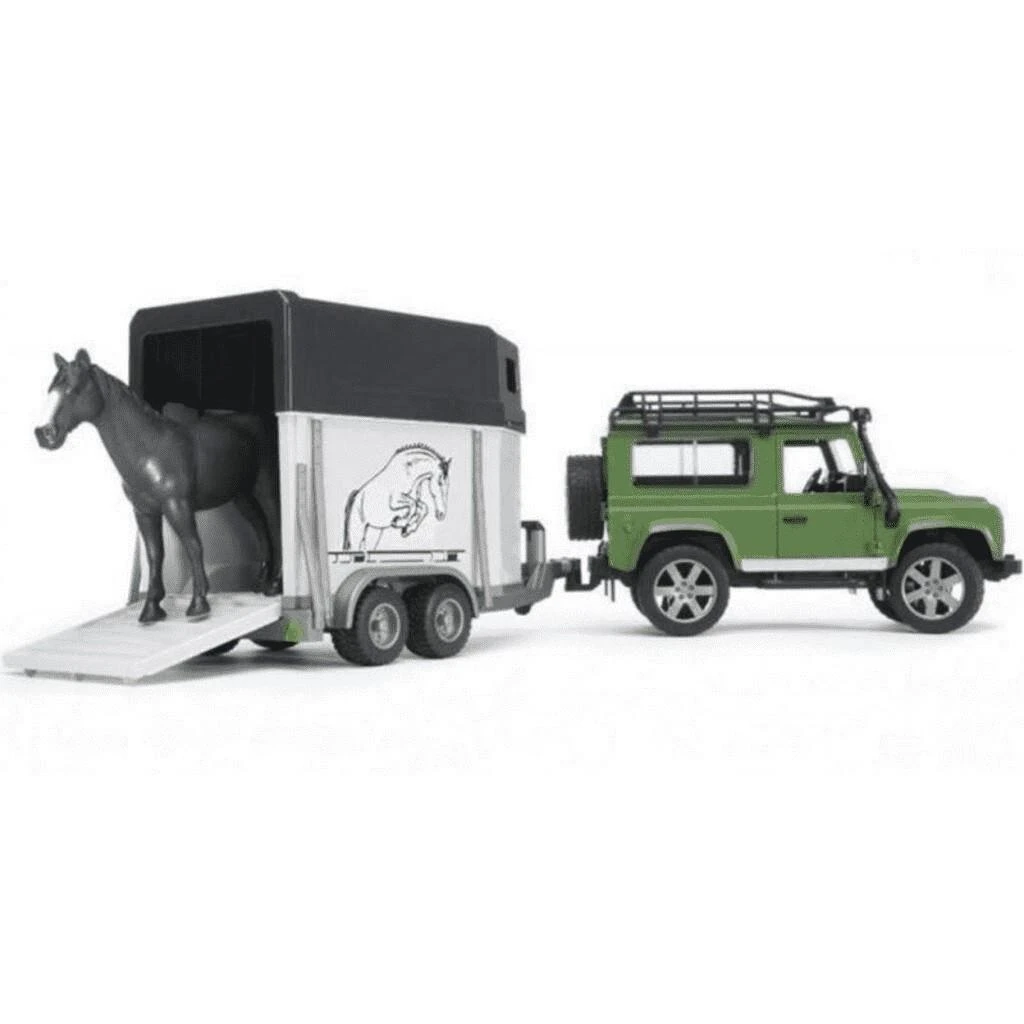 BRUDER džipas Land Rover su arklių priekaba 02592