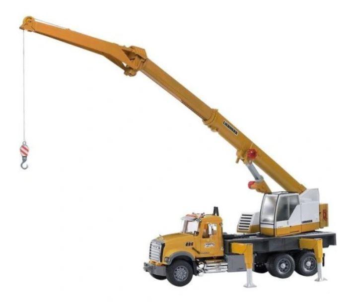 BRUDER didelis kranas su strėle MACK Granite Liebherr 02818