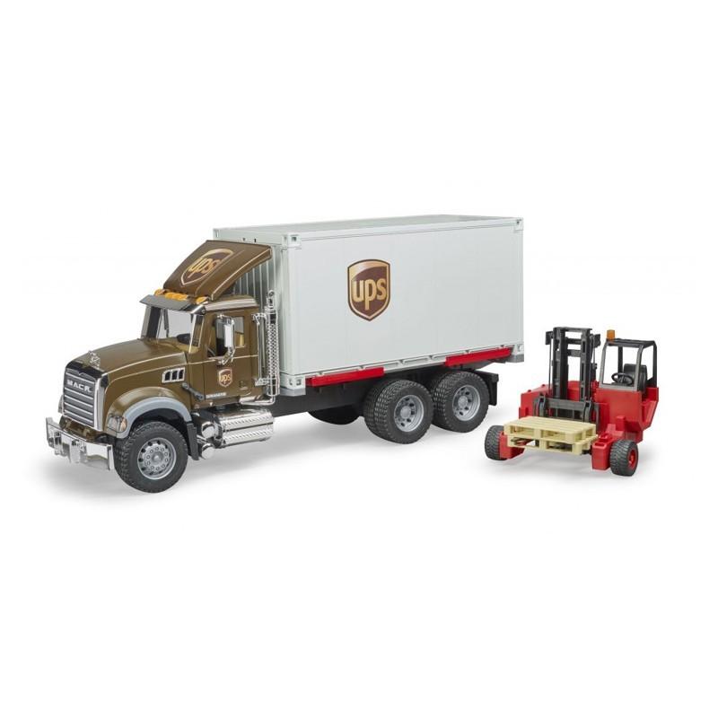 Logistiko sunkvežimis su keltuvu Bruder Mack Granite UPS