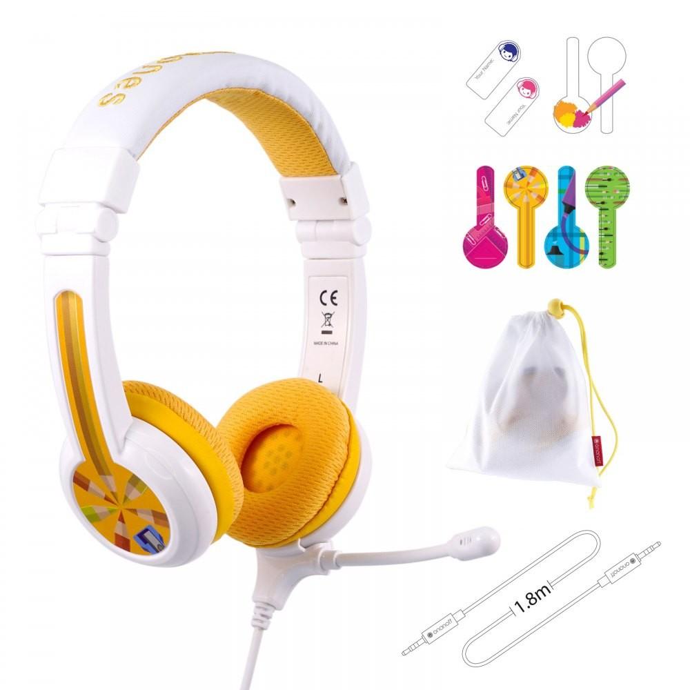 Laidinės ausinės vaikams BuddyPhones School+ geltonos spalvos
