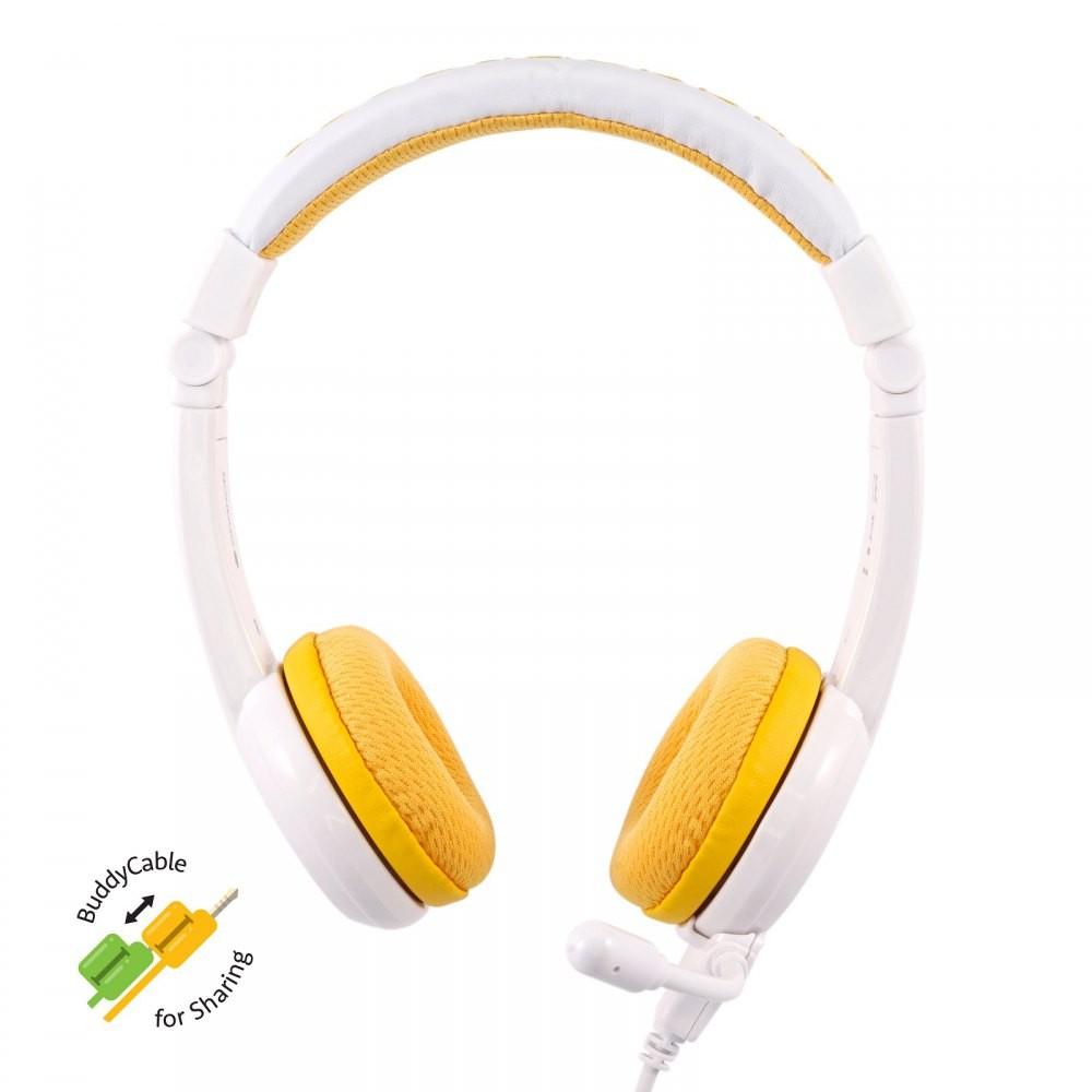 Laidinės ausinės vaikams BuddyPhones School+ geltonos spalvos