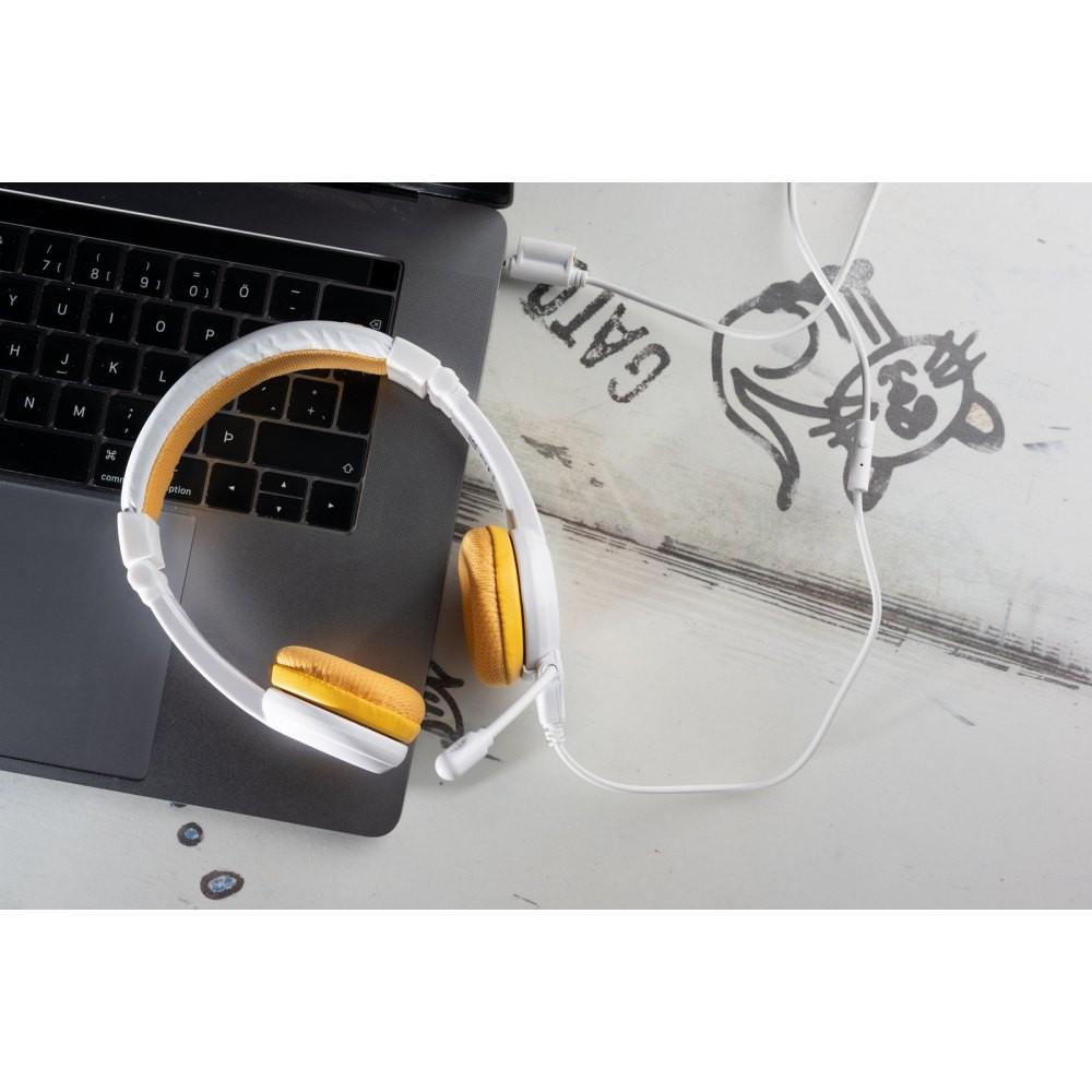 Laidinės ausinės vaikams BuddyPhones School+ geltonos spalvos