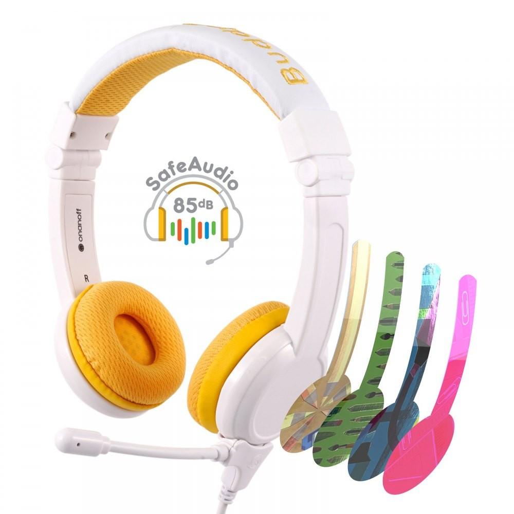 Laidinės ausinės vaikams BuddyPhones School+ geltonos spalvos