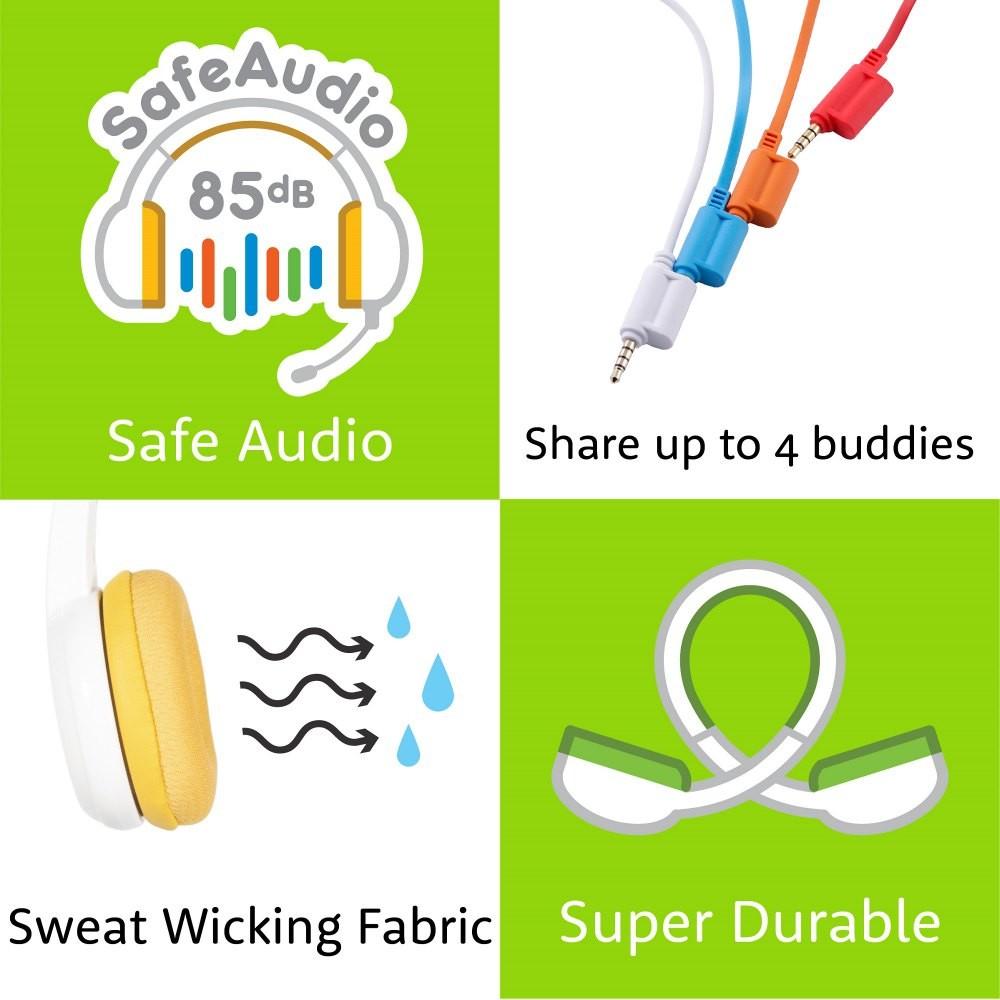 Laidinės ausinės vaikams BuddyPhones School+ geltonos spalvos