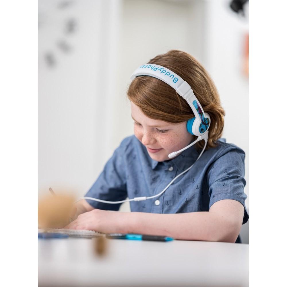 Buddyphones Ausinės vaikams 3+ 85dB su mikrofonu School+ mėlyna