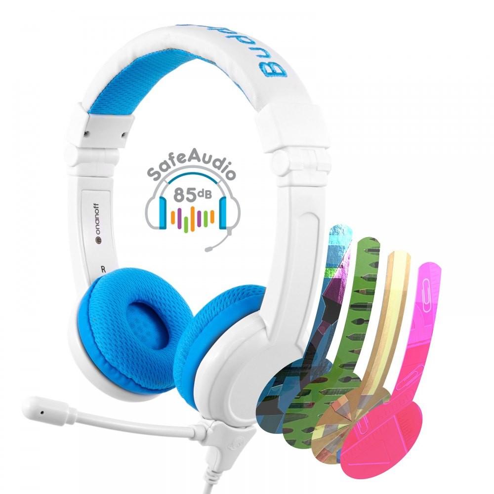 Buddyphones Ausinės vaikams 3+ 85dB su mikrofonu School+ mėlyna