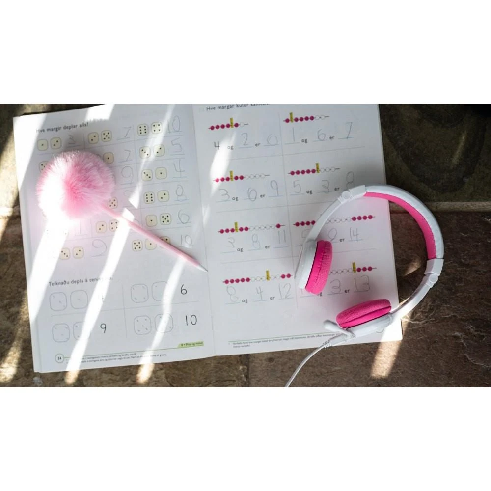 Laidinės ausinės vaikams BuddyPhones School+ rožinės spalvos