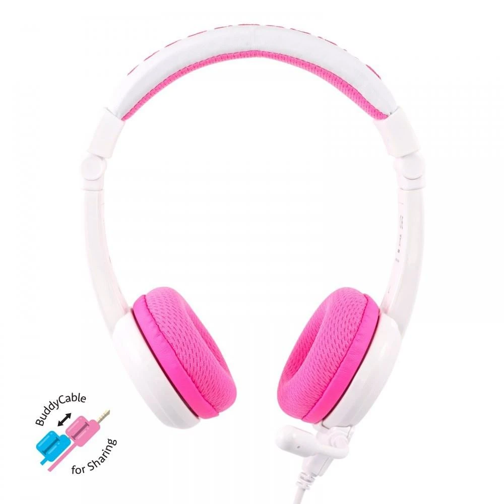 Laidinės ausinės vaikams BuddyPhones School+ rožinės spalvos