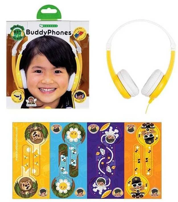 Buddyphones Prijunkite geltonas ausines