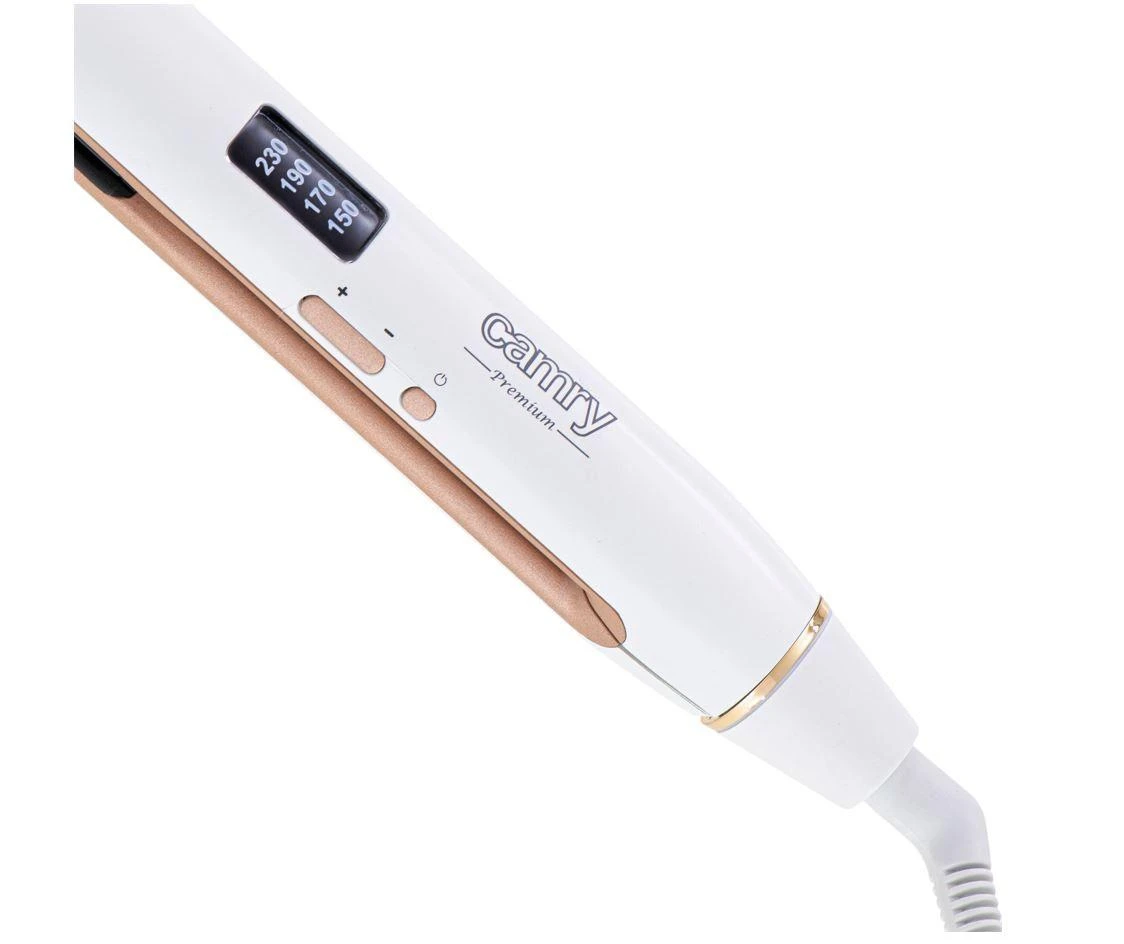 Camry | Professional Plaukų tiesintuvas | CR 2322 | Garantija 24 mėn. | Ceramic heating system | Temperature (min) 150 °C | Temperature (max) 230 °C | 50 W | Baltas