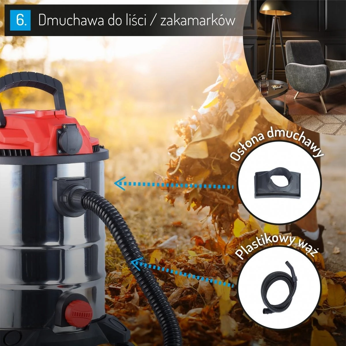 Adler Camry | Profesionalus pramoninis dulkių siurblys | CR 7045 | Supakuotas | Šlapias siurbimas | Galia 3400 W | Dulkių talpa 25 L | Raudona/Sidabrinis