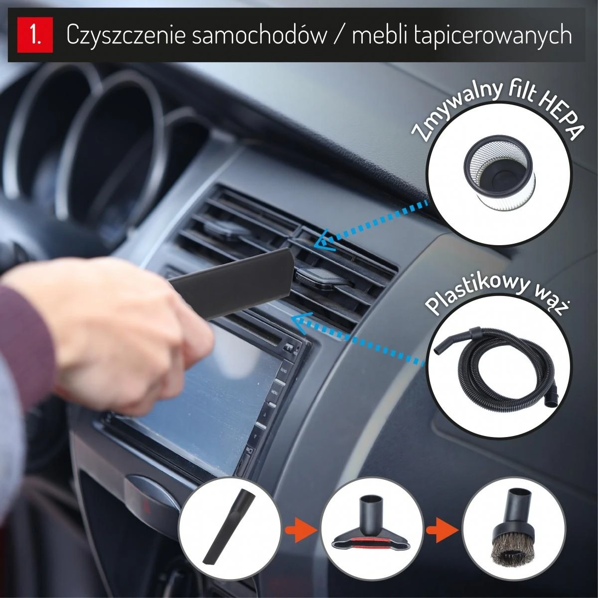 Adler Camry | Profesionalus pramoninis dulkių siurblys | CR 7045 | Supakuotas | Šlapias siurbimas | Galia 3400 W | Dulkių talpa 25 L | Raudona/Sidabrinis